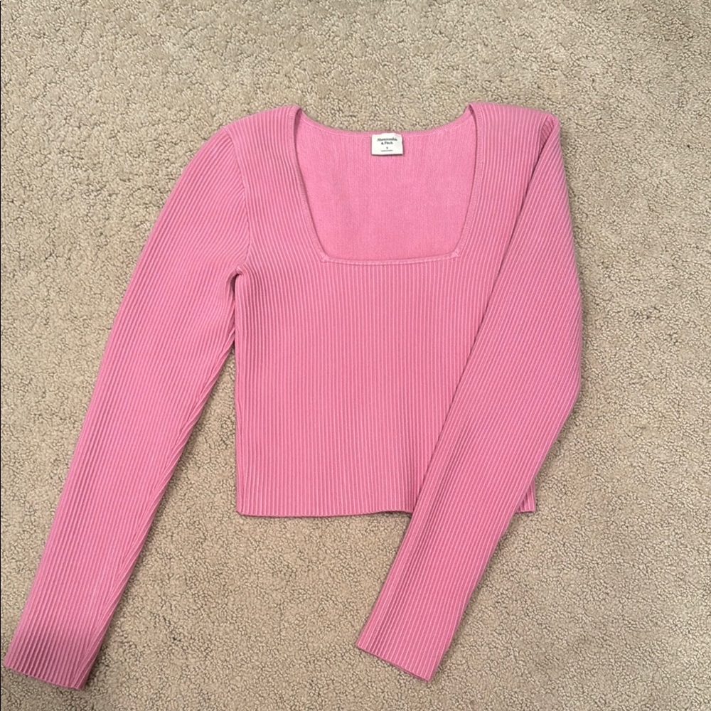 Abercrombie & Fitch Pink Ribbed Long Sleeve Top